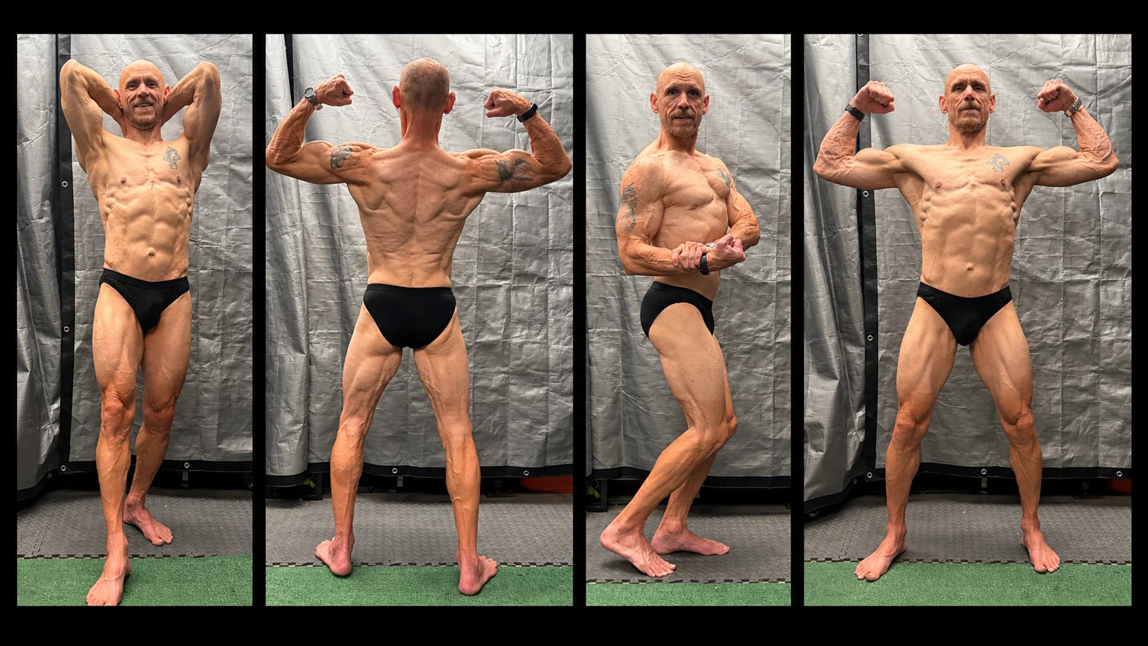 Four recent bodybuilding physique poses