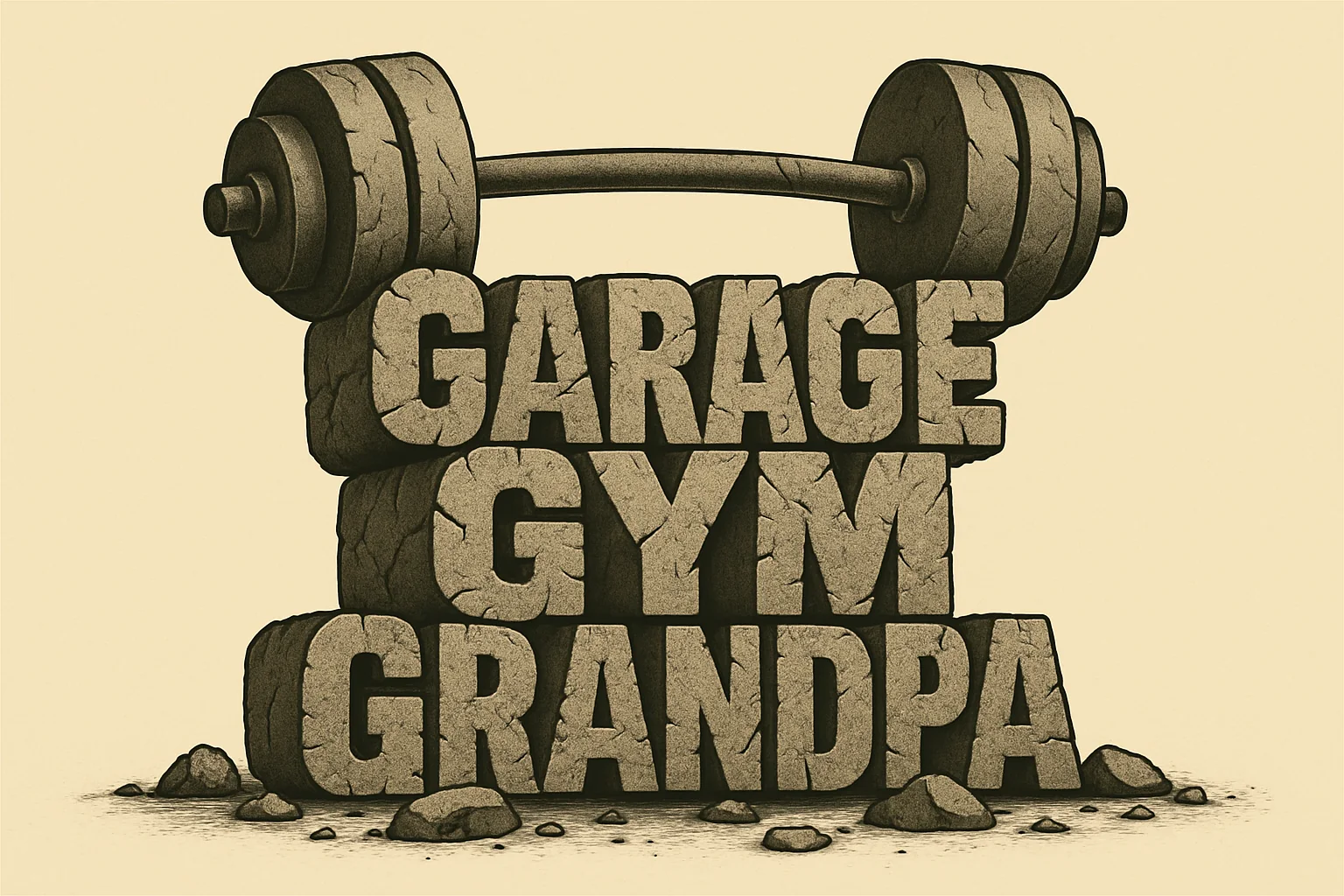 Garage Gym Grandpa stone barbell logo